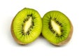 Macro shoot of kiwi fruit on white