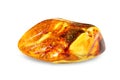 Macro shooting of natural gemstone. Polished amber. Gem stone. on white background.