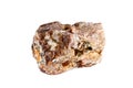 Macro shooting of natural gemstone. The raw mineral is andalusite. China. Isolated object on a white background.