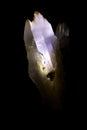 stone gypsum crystals on black background macro shooting of natural mineral from geological collection