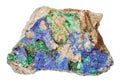 Blue Azurite and green Malachite at stone isolated Royalty Free Stock Photo