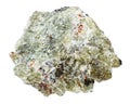 Rough olivine stone isolated on white
