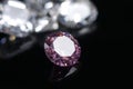Macro shoots of pink color round shaped shiny diamond isolated Royalty Free Stock Photo