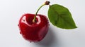 Macro short of cherry with drop of water on a white bacground Royalty Free Stock Photo