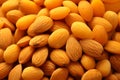 Macro shot Apricot kernels piled up for healthy vegan snacks