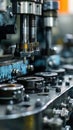 A macro shot of an automatic stamping press in action emphasizing the power and efficiency of modern manufacturing machines Royalty Free Stock Photo