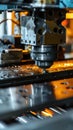 A macro shot of an automatic stamping press in action emphasizing the power and efficiency of modern manufacturing machines Royalty Free Stock Photo