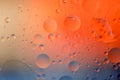 Macro shot of backlit water-oil emulsion over colored background Royalty Free Stock Photo