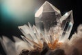 Macro shot of a beautiful crystal on a dark background with copy space