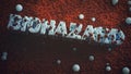 Macro Shot of Biohazard Text Formed Out of Small Spheres Red Blue Royalty Free Stock Photo