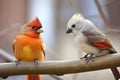 macro shot of a bird and squirrel seeming in dialogue