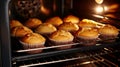 Macro shot of bread cookies baking in the oven. christmas cookie. Royalty Free Stock Photo