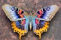 macro shot of a butterfly with camouflage colors