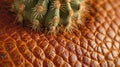 A macro shot of Cactus (Desserto) Leather, emphasizing its sturdy, textured surface and vibrant, desert-inspired
