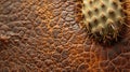 A macro shot of Cactus (Desserto) Leather, emphasizing its sturdy, textured surface and vibrant, desert-inspired