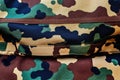 macro shot of a canvas bag with a camouflage pattern