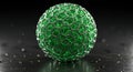 Green encapsulated nanotechnology sphere on dark surface Royalty Free Stock Photo
