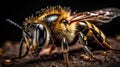 Close-up of a Bee Covered in Pollen Macro Shot