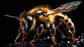 Close-up of a Bee Covered in Pollen Macro Shot