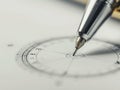 Close-up of a mechanical pencil drawing a detailed technical diagram with precision and clarity Royalty Free Stock Photo