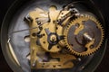 Macro shot of clockwork gears inside the watch Royalty Free Stock Photo