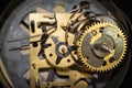 Macro shot of clockwork gears inside the watch Royalty Free Stock Photo
