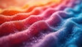 Macro shot of colorful sugar crystals creates wave like patterns. Vibrant textures and soft light blend across the surface in a Royalty Free Stock Photo