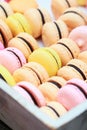 Macro shot of colourful macaroons