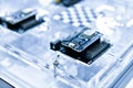 Macro Shot of Computer Processor Production Line print circuit board Royalty Free Stock Photo