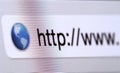 Macro shot of computer screen with http:// address bar and web Royalty Free Stock Photo