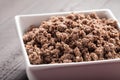 Macro shot of cooked ground meat