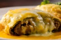 Macro shot of crispy golden Chiles Rellenos battered with egg and stuffed with savory ground beef