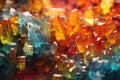 macro shot of crystallized chemicals on a glass slide Royalty Free Stock Photo