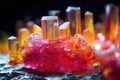 macro shot of crystallized chemicals on a glass slide Royalty Free Stock Photo