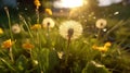 Macro Shot of Dandelions Blown in Super Slow Motion