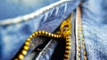 Macro shot of denim jeans zipper. Stock images. Royalty Free Stock Photo