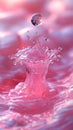 In a macro shot, a drop dissolves into pink water, forming a gentle blur of gradients as the liquid blends smoothly Royalty Free Stock Photo