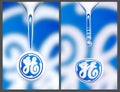 the General Electrics logo is reflected in a water drop