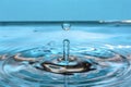 Macro shot of drops making ripples in water Royalty Free Stock Photo