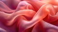 A macro shot of a fabric in a rich, hypothetical Vibrant Coral, emphasizing its texture and dynamic color, fully