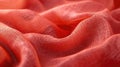 A macro shot of a fabric in a rich, hypothetical Vibrant Coral, emphasizing its texture and dynamic color, fully