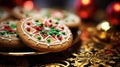 A macro shot of a festive holiday cookie, intricately Royalty Free Stock Photo
