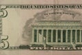 Macro shot of five dollars banknote Royalty Free Stock Photo