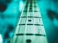 Macro shot of four strings electric bass guitar Royalty Free Stock Photo