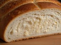 A macro shot of fresh bread with a crispy crust and soft center, highlighting the texture and appetizing appearance Royalty Free Stock Photo