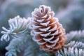 Frosty Pinecone at Sunrise Royalty Free Stock Photo