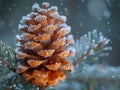 Macro shot of frost on a pine cone Royalty Free Stock Photo