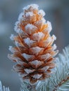 Macro shot of frost on a pine cone Royalty Free Stock Photo