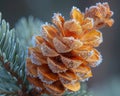 Macro shot of frost on a pine cone Royalty Free Stock Photo