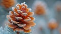 Macro shot of frost on a pine cone Royalty Free Stock Photo